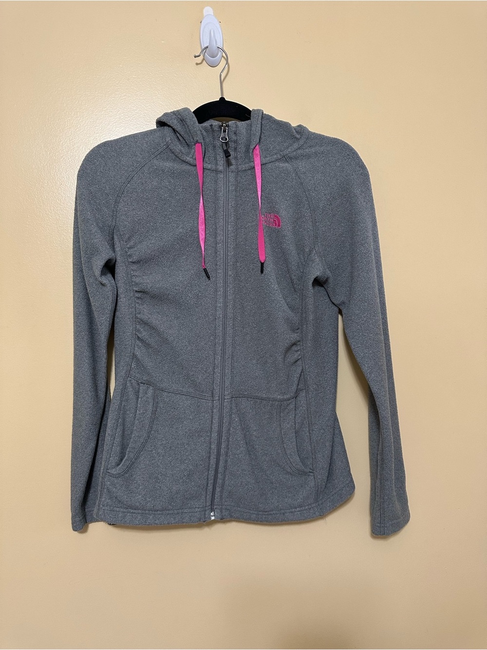 The North Face Full Zip Fleece Hoodie Embroidered Logo Women S Gray